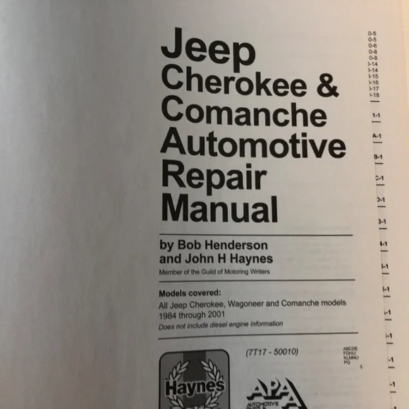 Haynes 1984-2001 Jeep Cherokee Wagoneer Comanche Repair Manual - Picture 2 of 9